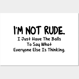 Women's I'm Not Rude I Just Have The Balls to Say T-Shirt Summerim not rude i just have the balls Tops Graphic Tshirts Funny Shirts Posters and Art